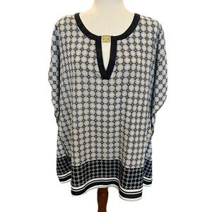 Anne Klein Kaftan Tunic Top Blouse Geometric Pattern. Size: 1X